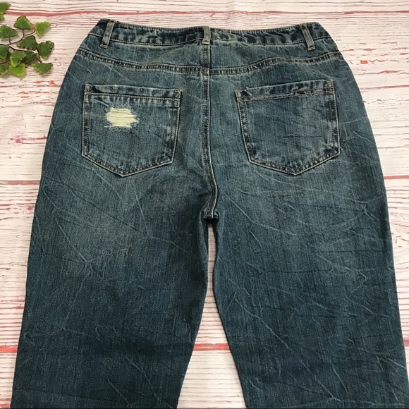 Missguided Denim Riot High Rise Crop Jeans Ripped - Picture 6 of 8